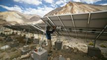 Installation of solar panels in the mountains